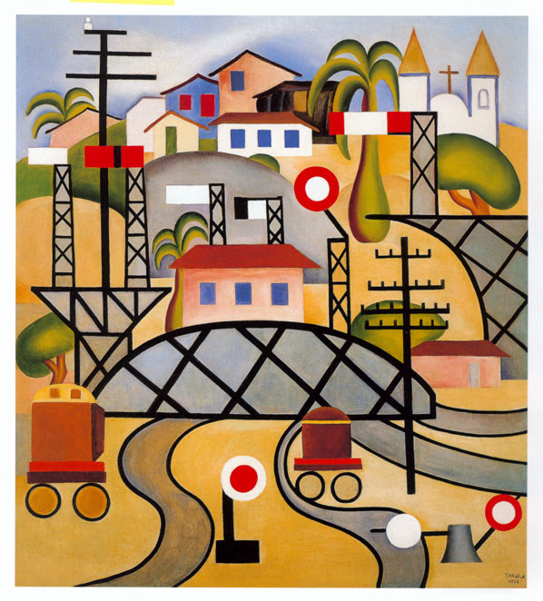 Pintura estrada de ferro central do brasil de Tarsila do Amaral