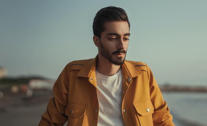 homem branco com blusa laranja