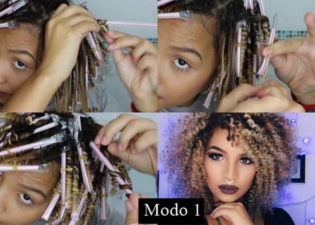 Como fazer cachos no cabelo com canudos